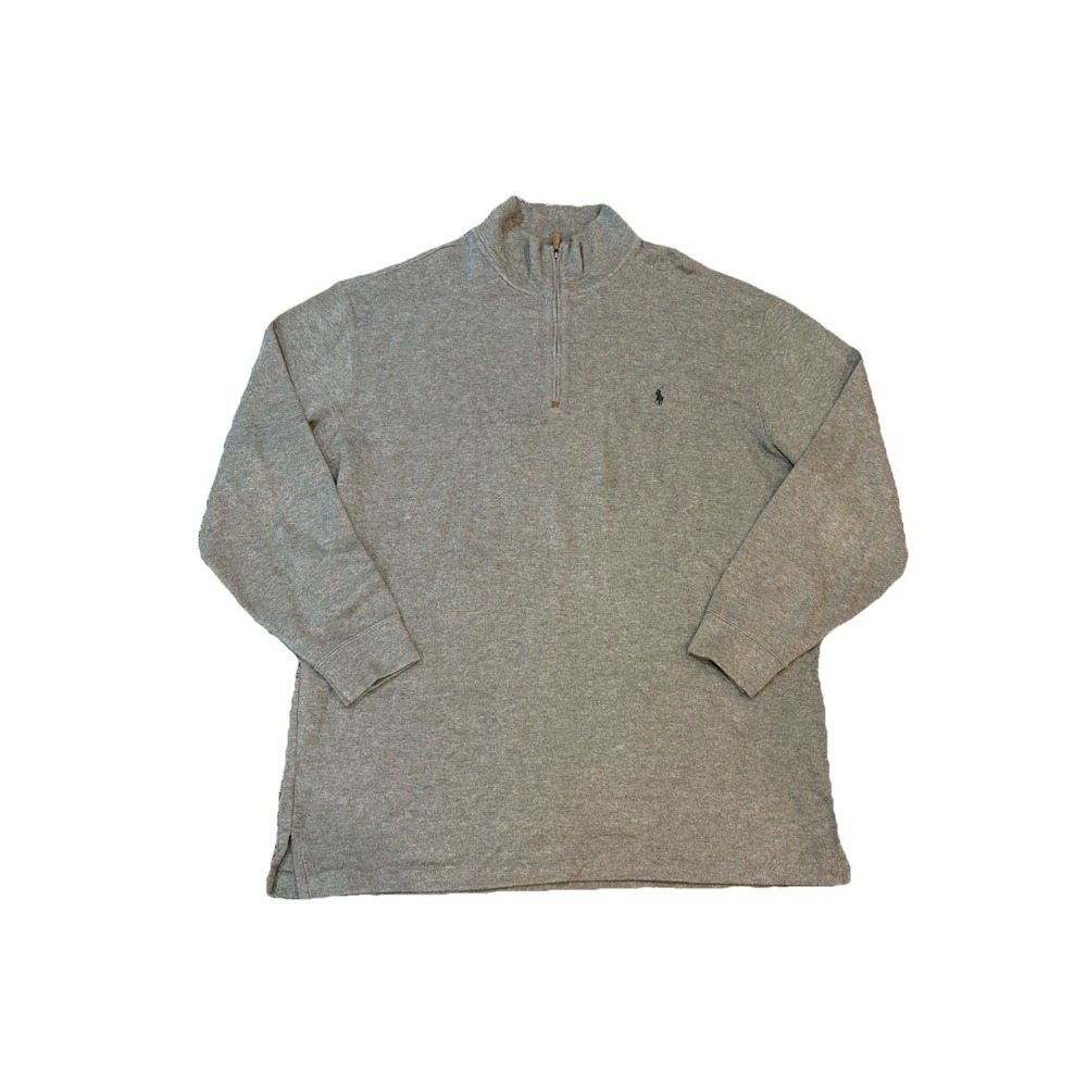 Polo Ralph Lauren 1/4 Zip Pullover Men 2XLT  100% Cotton Gray Green Pony